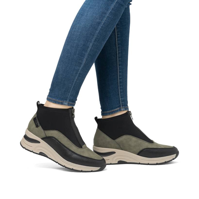 Rieker Artikelnummer N9362-54 Rieker Damen Slipper urbanschwarz-khaki Kostenlose Rückgabe