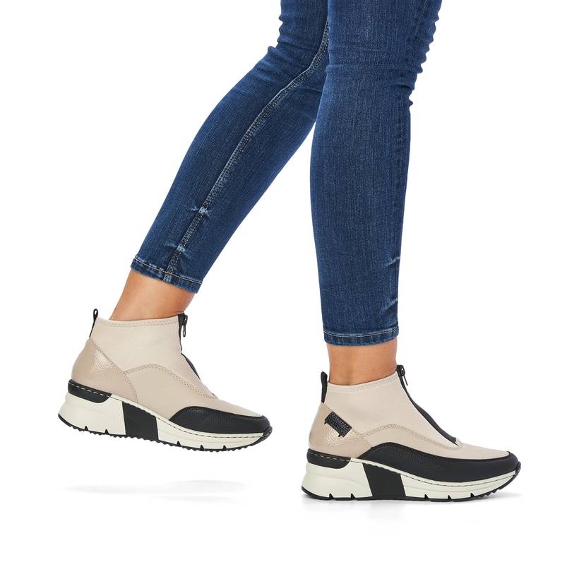 Rieker Artikelnummer N6352-60 Rieker Damen Sneaker High hellbeige-schwarz JETZT KAUFEN