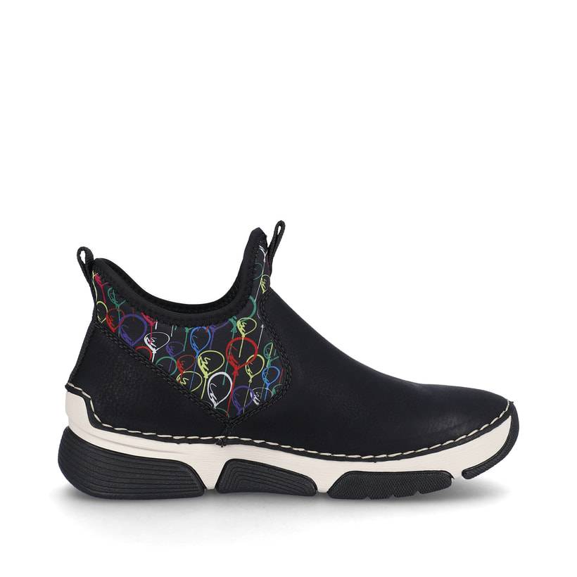 Rieker Artikelnummer 45957-00 Rieker Damen Slipper urbanschwarz-bunt Bis zu 50% Rabatt