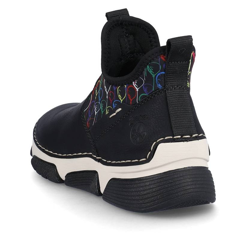 Rieker Artikelnummer 45957-00 Rieker Damen Slipper urbanschwarz-bunt Bis zu 50% Rabatt