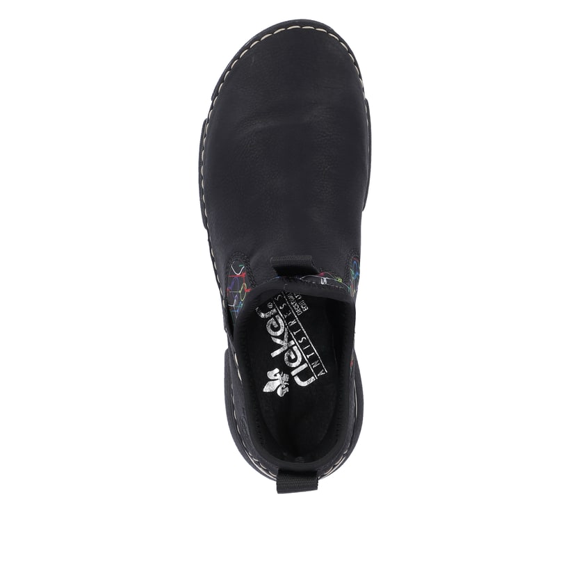 Rieker Artikelnummer 45957-00 Rieker Damen Slipper urbanschwarz-bunt Bis zu 50% Rabatt
