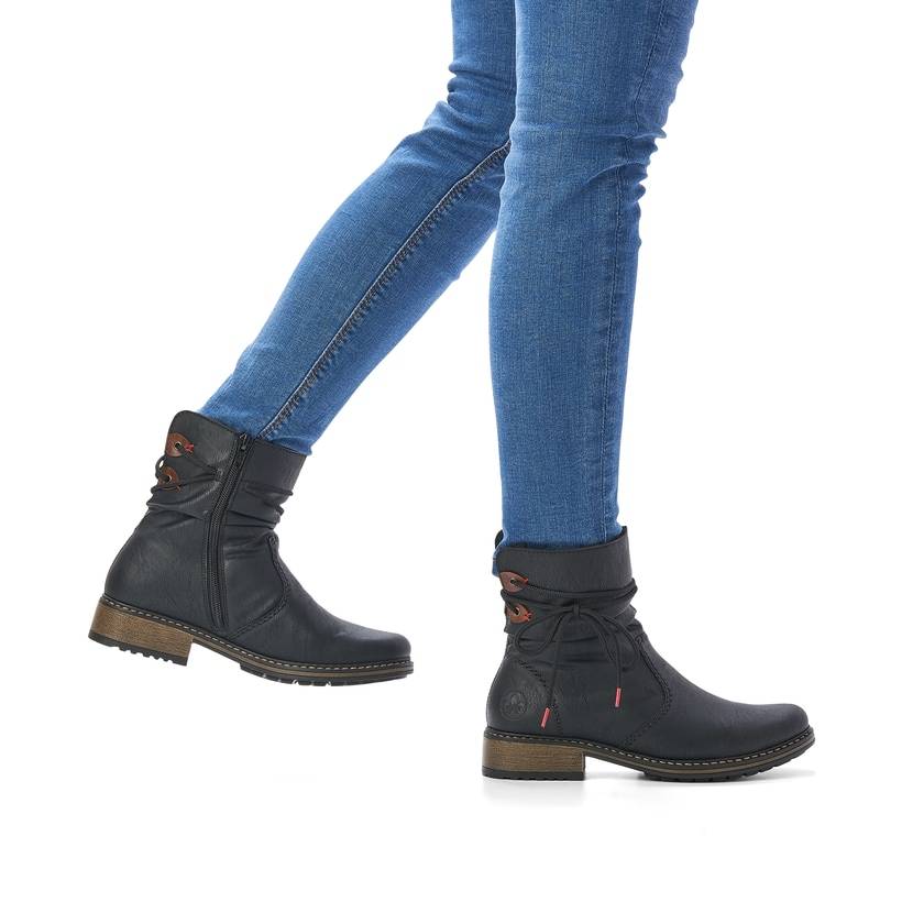 Rieker Artikelnummer Z68M1-01 Rieker Damen Kurzstiefel mattschwarz Kostenloser Versand international