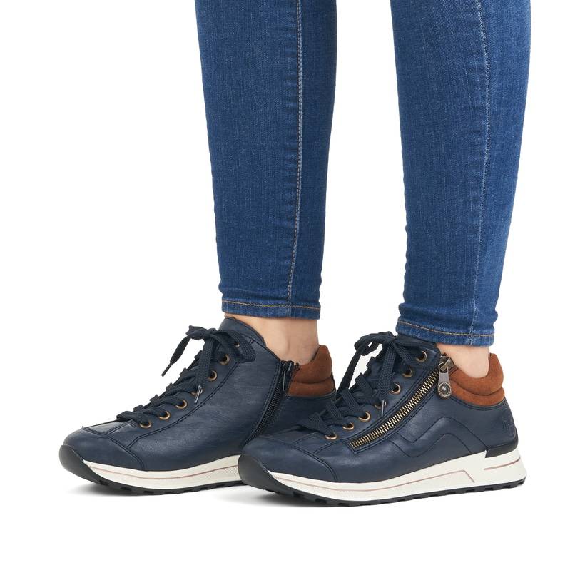 Rieker Artikelnummer N1400-14 Rieker Damen Sneaker Low pazifikblau-braun Im Verkauf