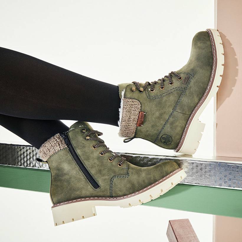 Rieker Artikelnummer Y9118-54 Rieker Damen Schnürstiefel kaktusgrün Outlet