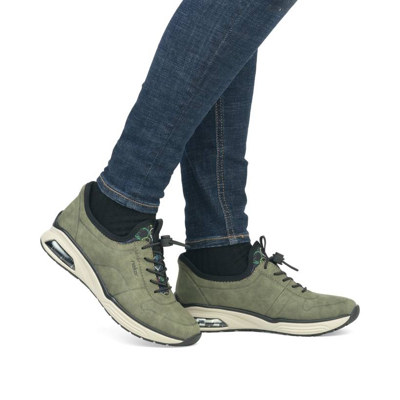 Rieker Artikelnummer M5651-54 Rieker Damen Slipper khaki-schwarz Fabrikpreis