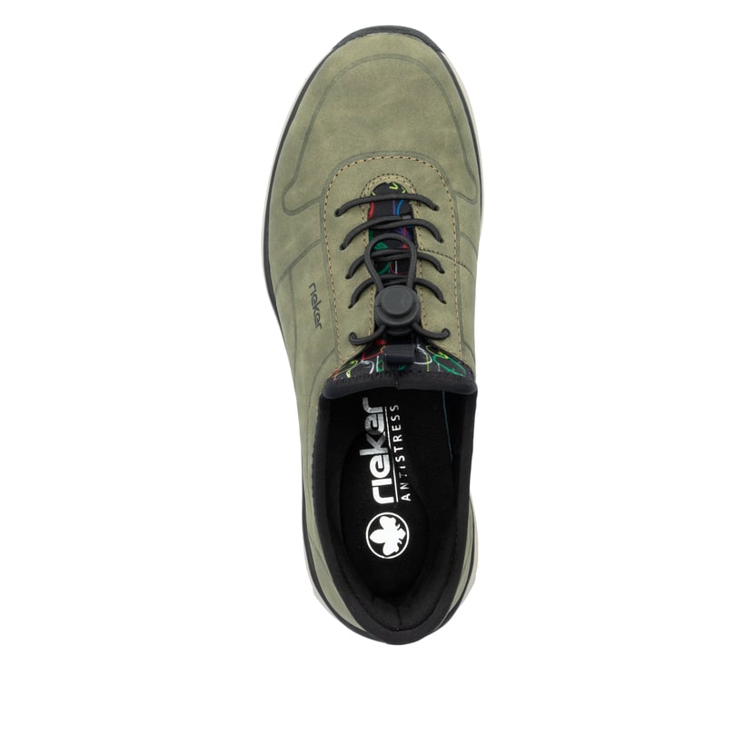 Rieker Artikelnummer M5651-54 Rieker Damen Slipper khaki-schwarz Fabrikpreis