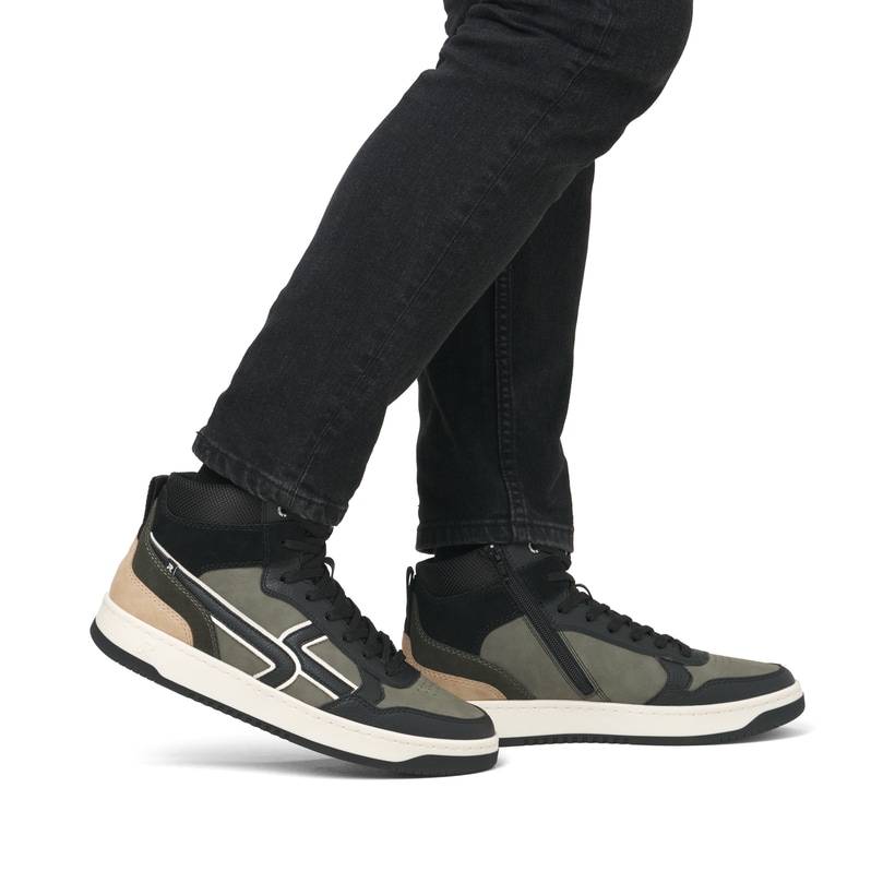 Rieker Artikelnummer U1970-01 Rieker Herren Sneaker High khaki-schwarz Vatertagsangebot