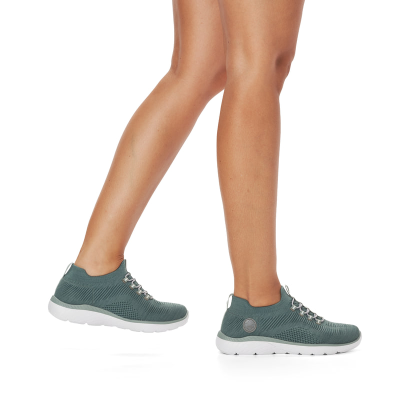 Rieker Artikelnummer M5074-52 Rieker Damen Slipper blaugrün Saisonschlussverkauf