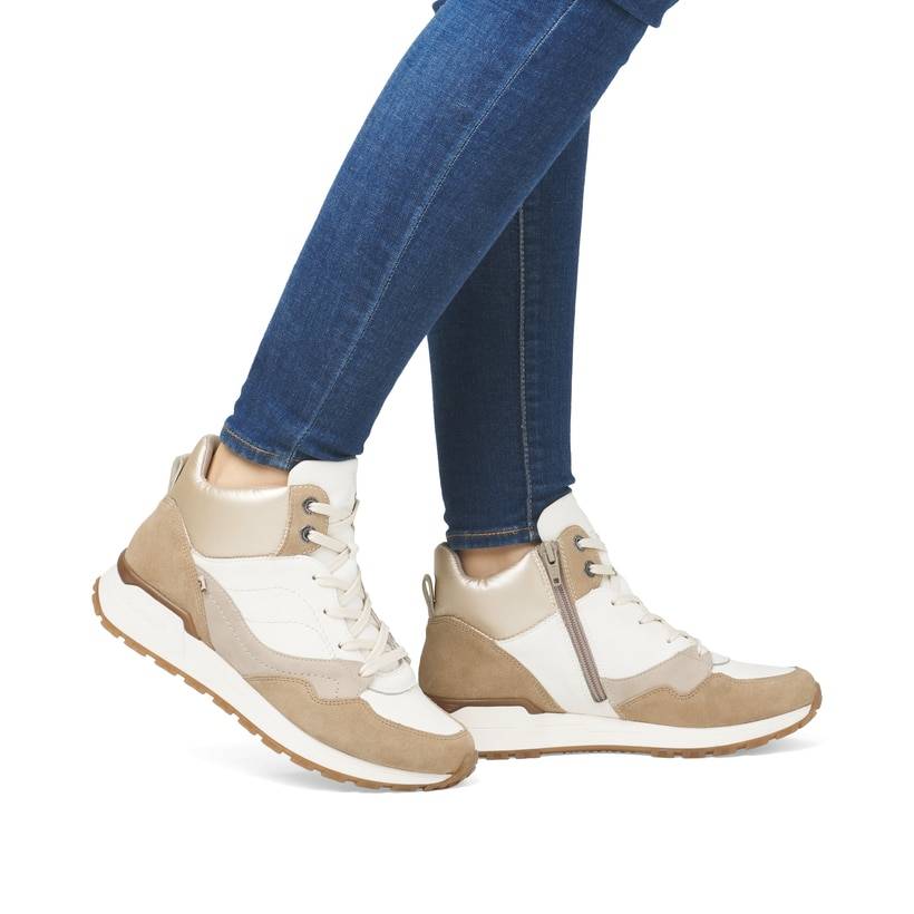 Rieker Artikelnummer W0672-80 Rieker Damen Sneaker High weiß-beige Weihnachtsangebot
