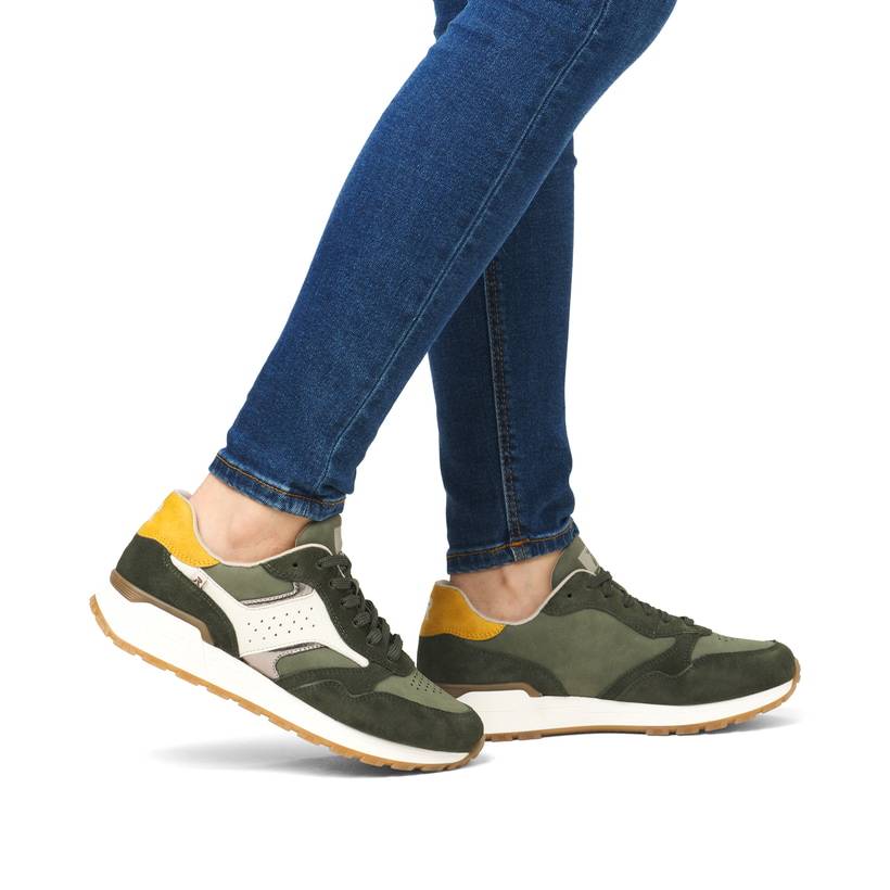 Rieker Artikelnummer W0607-54 Rieker Damen Sneaker Low khaki-cremeweiß Osterangebot