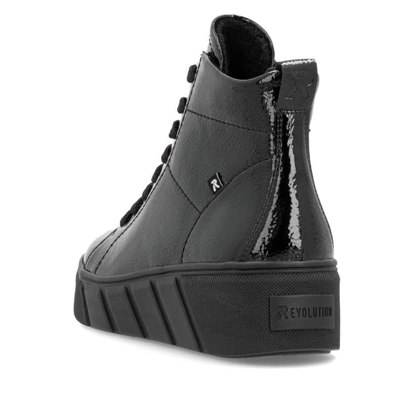Rieker Artikelnummer W0561-01 Rieker Damen Sneaker High glanzschwarz Jubiläumsangebot