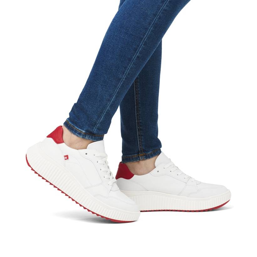 Rieker Artikelnummer W1700-80 Rieker Damen Sneaker Low kristallweiß-rot Heißer Verkauf