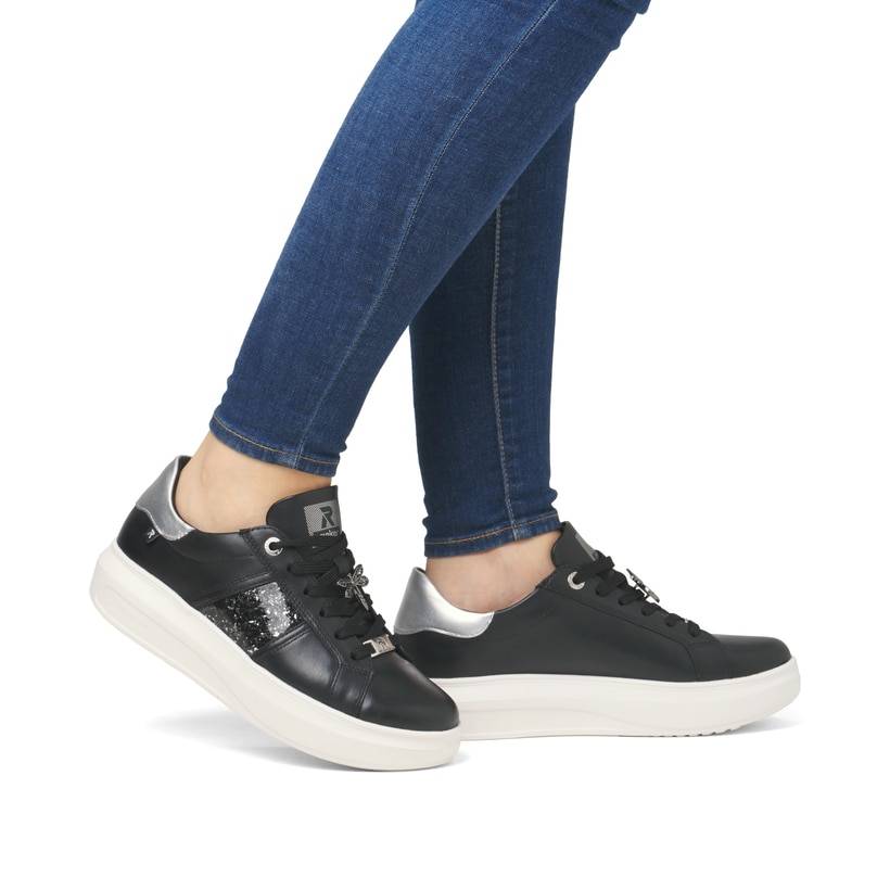 Rieker Artikelnummer W1202-00 Rieker Damen Sneaker Low mattschwarz-silber Top Angebot