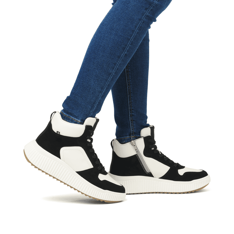 Rieker Artikelnummer W1770-60 Rieker Damen Sneaker High cremeweiß-schwarz Online Outlet