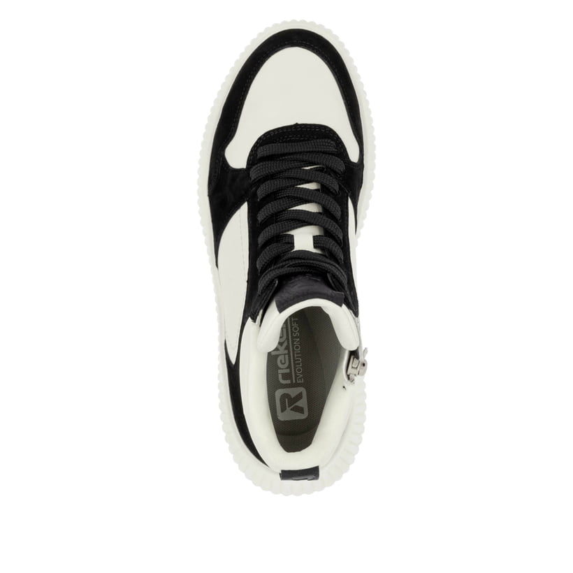 Rieker Artikelnummer W1770-60 Rieker Damen Sneaker High cremeweiß-schwarz Online Outlet