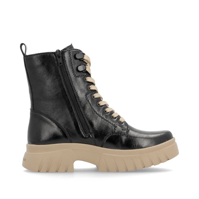 Rieker Artikelnummer W1870-00 Rieker Damen Schnürstiefel glanzschwarz Große Rabatte