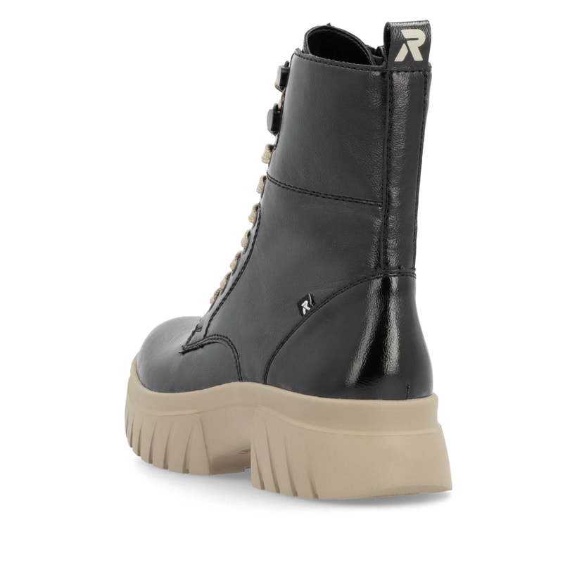 Rieker Artikelnummer W1870-00 Rieker Damen Schnürstiefel glanzschwarz Große Rabatte