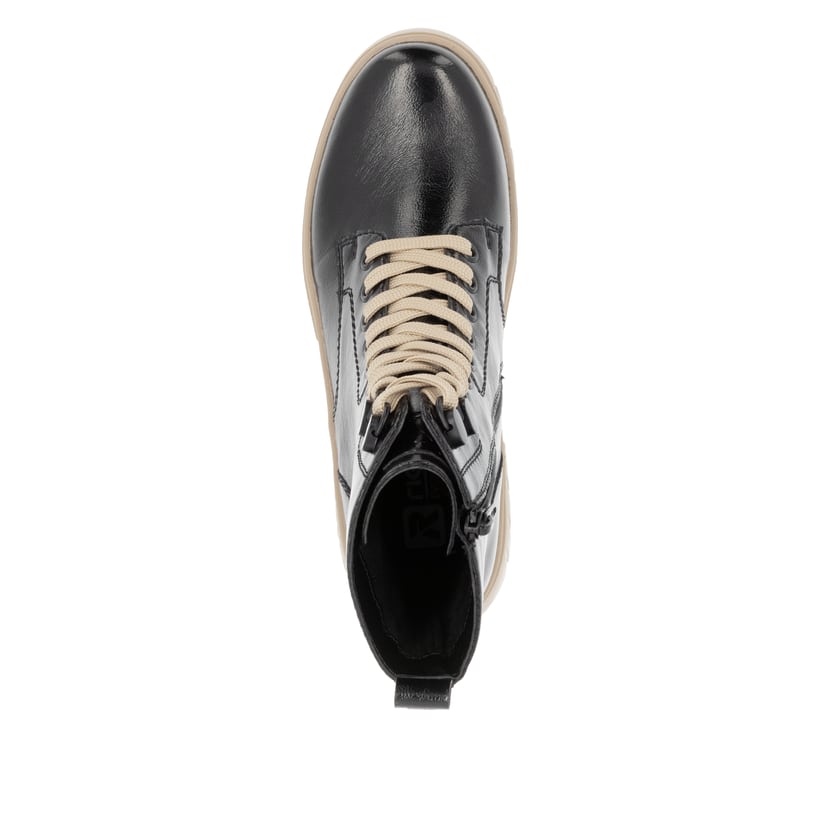 Rieker Artikelnummer W1870-00 Rieker Damen Schnürstiefel glanzschwarz Große Rabatte