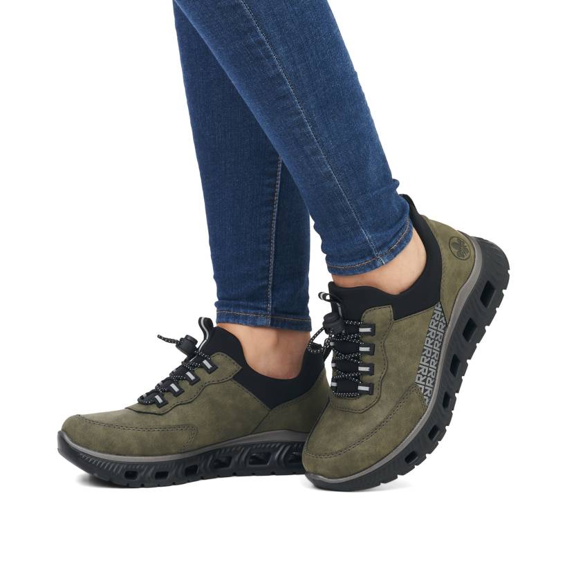 Rieker Artikelnummer M6058-54 Rieker Damen Slipper khaki-schwarz Bestseller