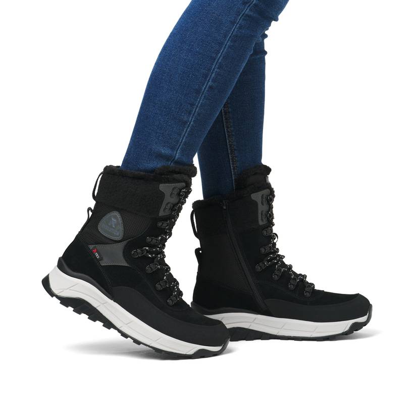 Rieker Artikelnummer W0066-00 Rieker Damen Schnürstiefel carbonschwarz Online Outlet