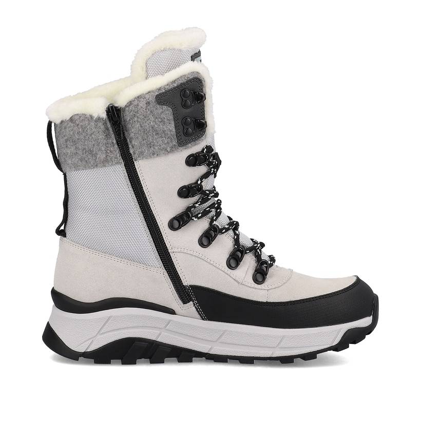 Rieker Artikelnummer W0066-60 Rieker Damen Schnürstiefel creamy-white black Zeitlich begrenztes Angebot