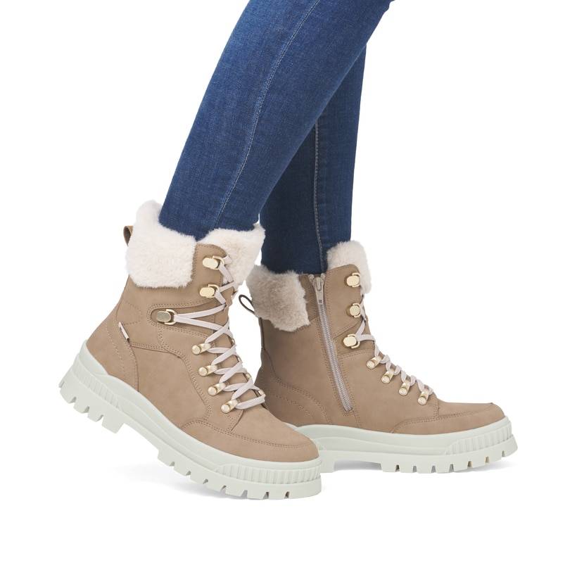 Rieker Artikelnummer W2174-20 Rieker Damen Schnürstiefel braunbeige Letzter Tag