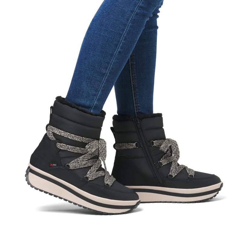 Rieker Artikelnummer W0971-00 Rieker Damen Schnürstiefel asphaltschwarz 50% Rabatt mit kostenlosem Versand