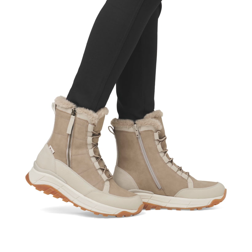 Rieker Artikelnummer W0071-20 Rieker Damen Schnürstiefel cremebeige Clearance-Verkauf