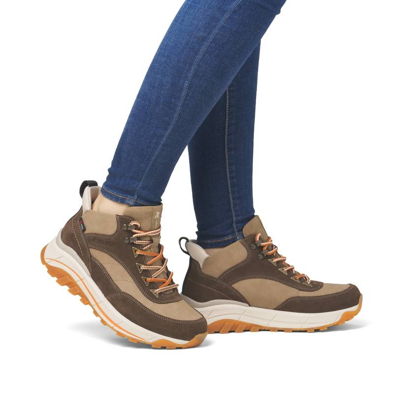 Rieker Artikelnummer W0067-20 Rieker Damen Schnürstiefel hozbraun-beige Kostenloser Versand international
