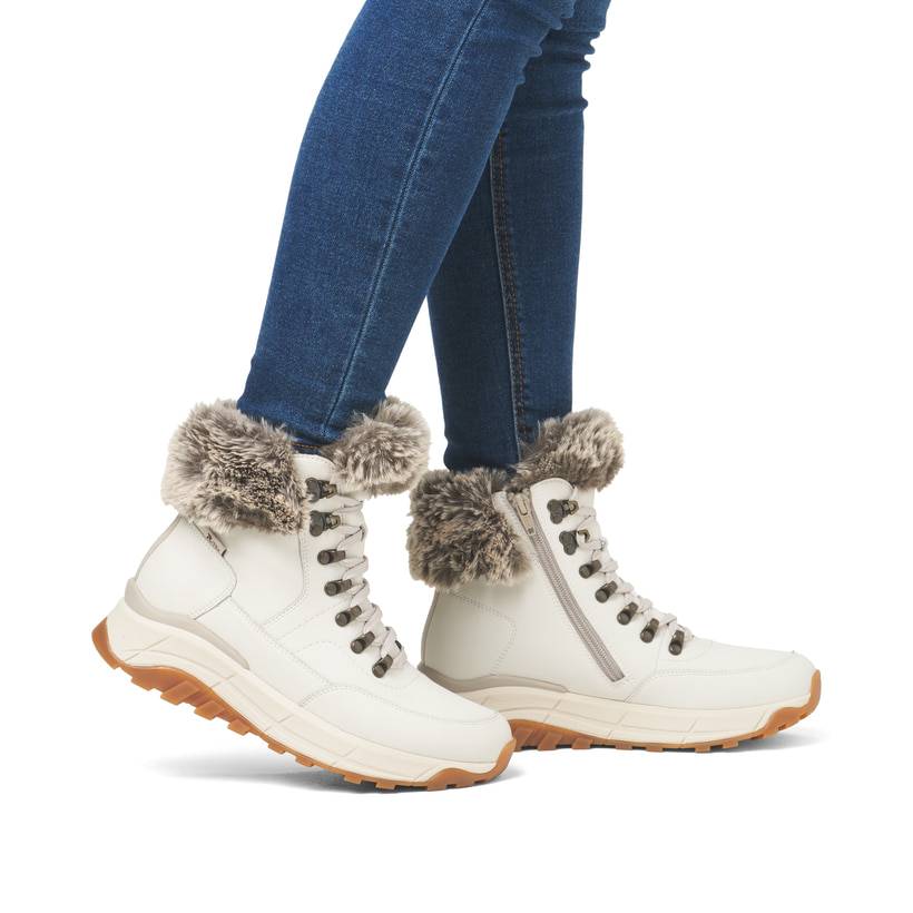 Rieker Artikelnummer W0063-80 Rieker Damen Schnürstiefel cremeweiß Black Friday Preise