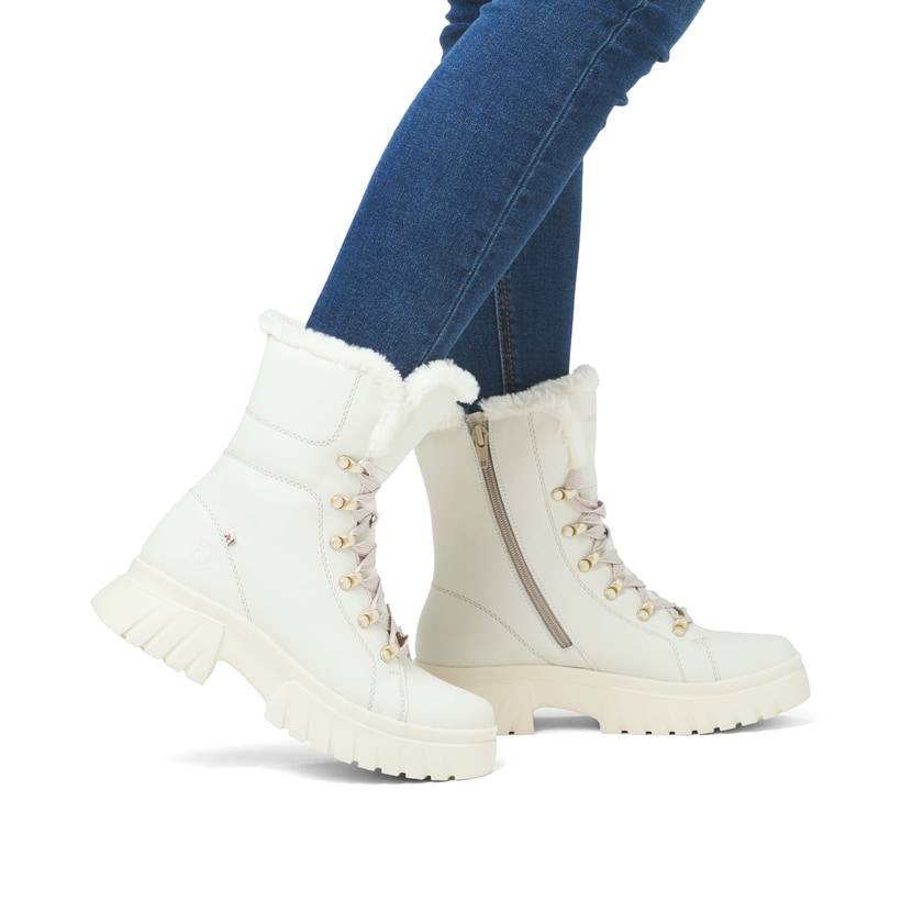 Rieker Artikelnummer W1874-80 Rieker Damen Schnürstiefel cremeweiß Verkauf