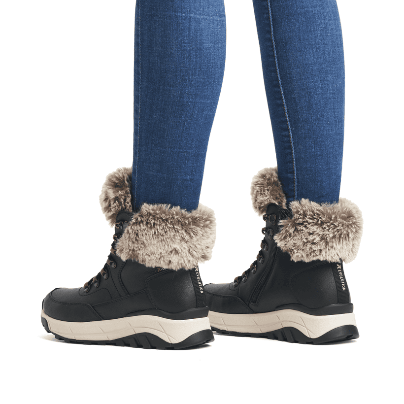 Rieker Artikelnummer W0063-00 Rieker Damen Schnürstiefel stahlschwarz Großer Ausverkauf