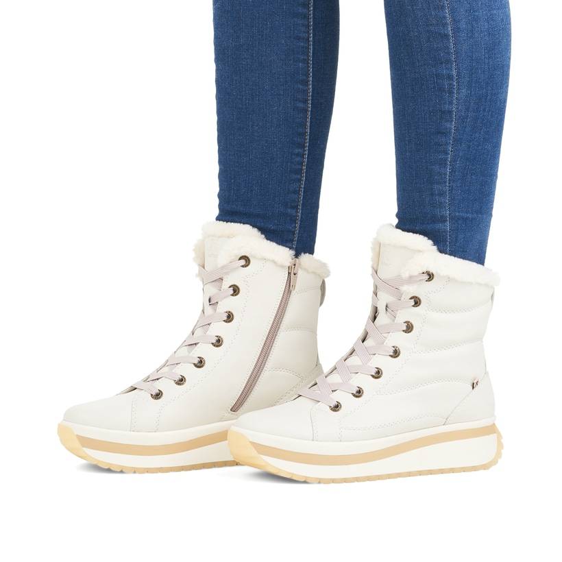 Rieker Artikelnummer W0963-80 Rieker Damen Schnürstiefel frostweiß Flash Sale