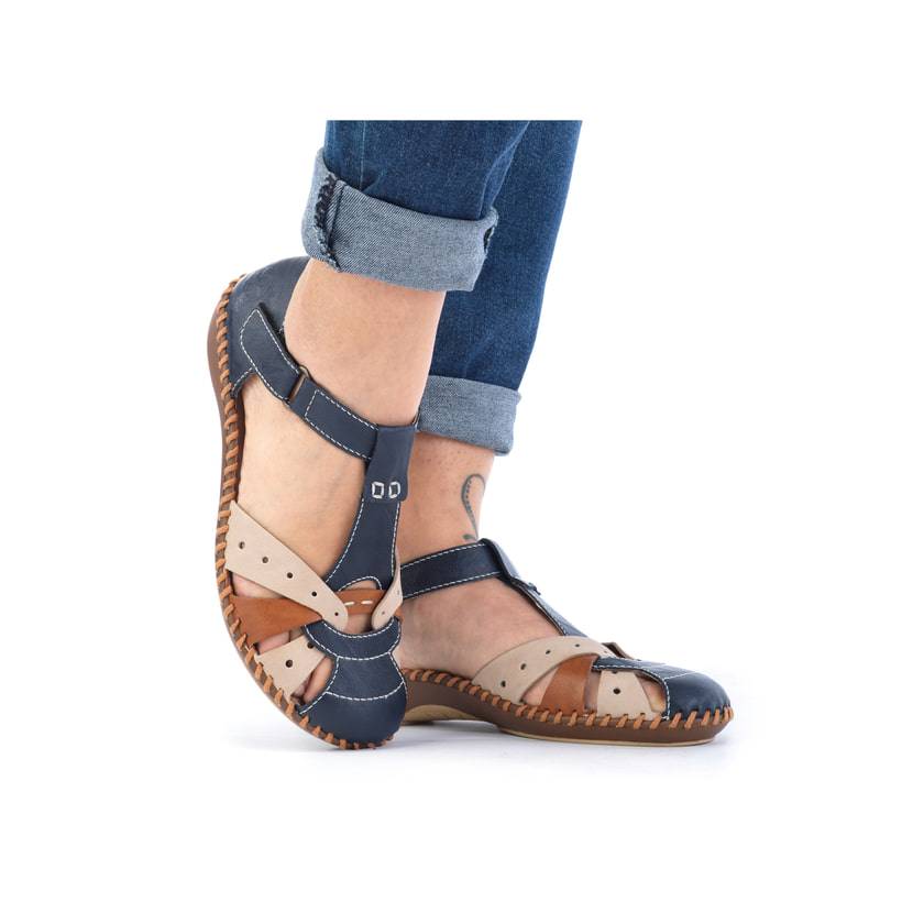 Rieker Artikelnummer M1655-14 Rieker Damen Riemchensandalen marineblau-beige Black Friday