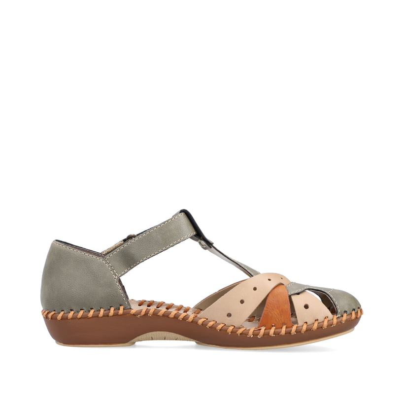 Rieker Artikelnummer M1655-54 Rieker Damen Riemchensandalen mintgrün-beige Osterangebot