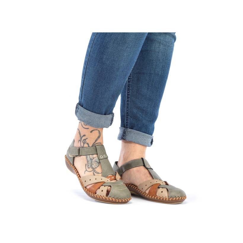 Rieker Artikelnummer M1655-54 Rieker Damen Riemchensandalen mintgrün-beige Osterangebot