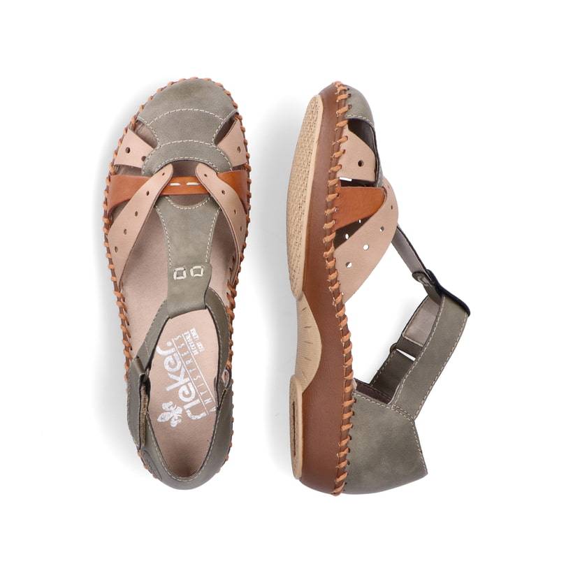 Rieker Artikelnummer M1655-54 Rieker Damen Riemchensandalen mintgrün-beige Osterangebot