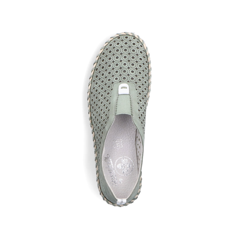 Rieker Artikelnummer N1963-52 Rieker Damen Slipper khakigrün Online Outlet