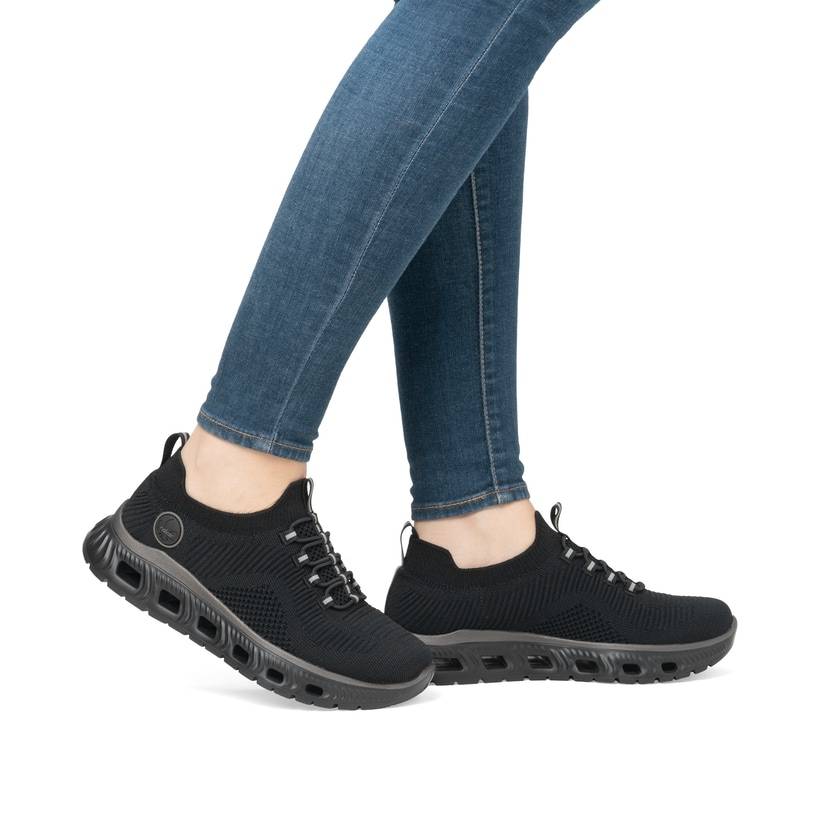Rieker Artikelnummer M6074-00 Rieker Damen Slipper graphitschwarz Letzte 3 Tage