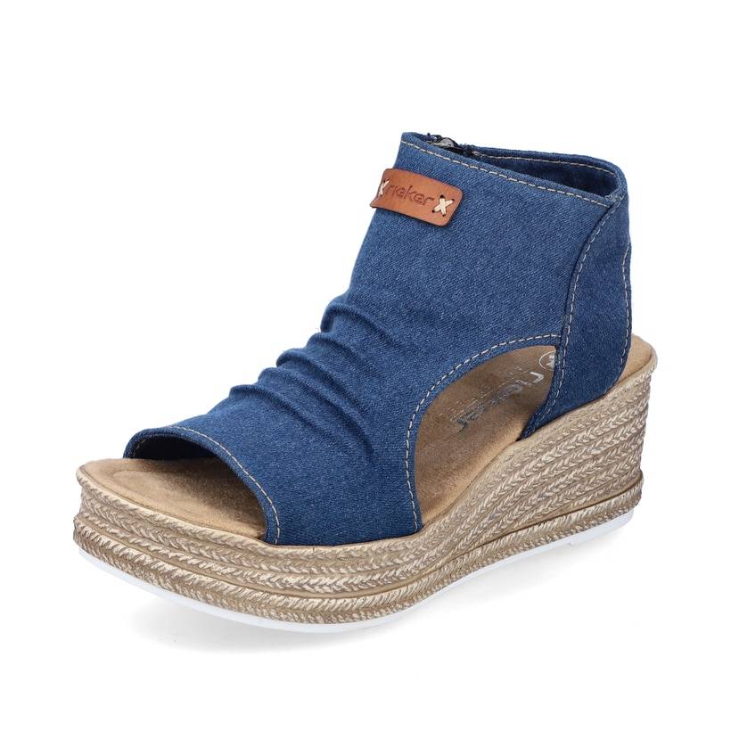 Rieker Artikelnummer 68791-12 Rieker Damen Keilsandaletten schieferblau Neueste Stile