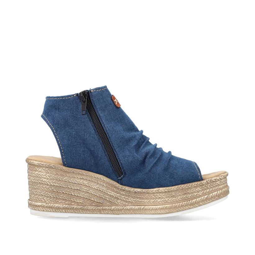 Rieker Artikelnummer 68791-12 Rieker Damen Keilsandaletten schieferblau Neueste Stile