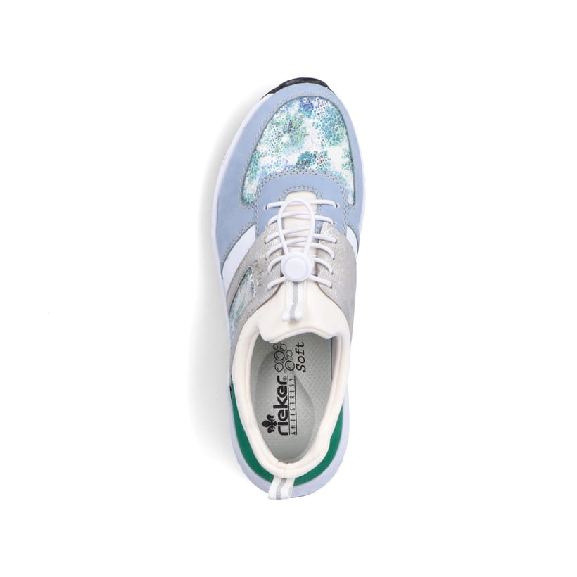 Rieker Artikelnummer N5251-91 Rieker Damen Slipper babyblau-cremeweiss Bis zu 65% Rabatt