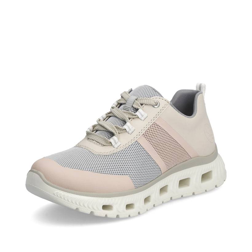 Rieker Artikelnummer M6006-90 Rieker Damen Sneaker Low hellbeige-pastellblau-rosa Verkauf