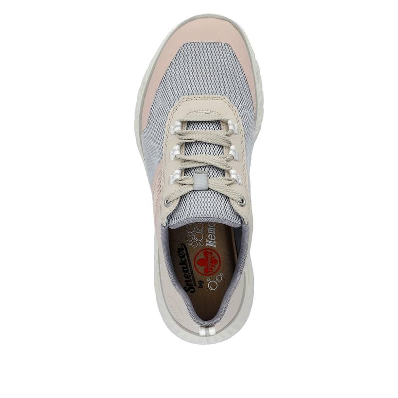 Rieker Artikelnummer M6006-90 Rieker Damen Sneaker Low hellbeige-pastellblau-rosa Verkauf