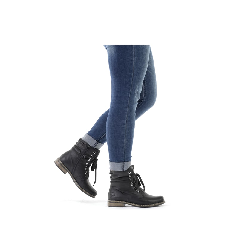 Rieker Artikelnummer 71218-00 Rieker Damen Schnürstiefel asphaltschwarz Große Rabatte