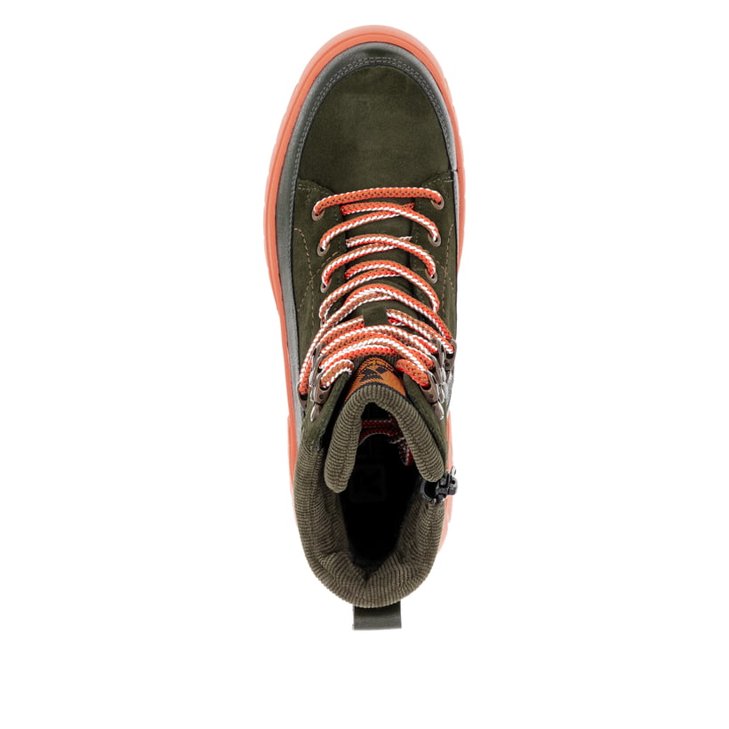 Rieker Artikelnummer W1871-54 Rieker Damen Schnürstiefel khaki-glutorange VIP-Rabatte