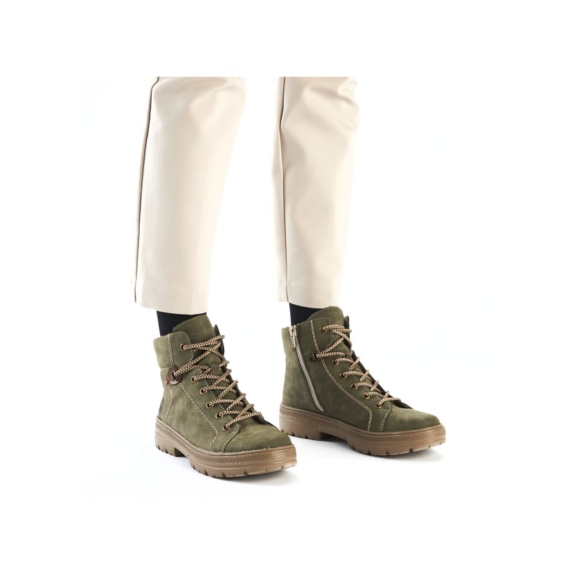Rieker Artikelnummer N0030-54 Rieker Damen Schnürstiefel kaktusgrün Sonderangebot der Fabrik