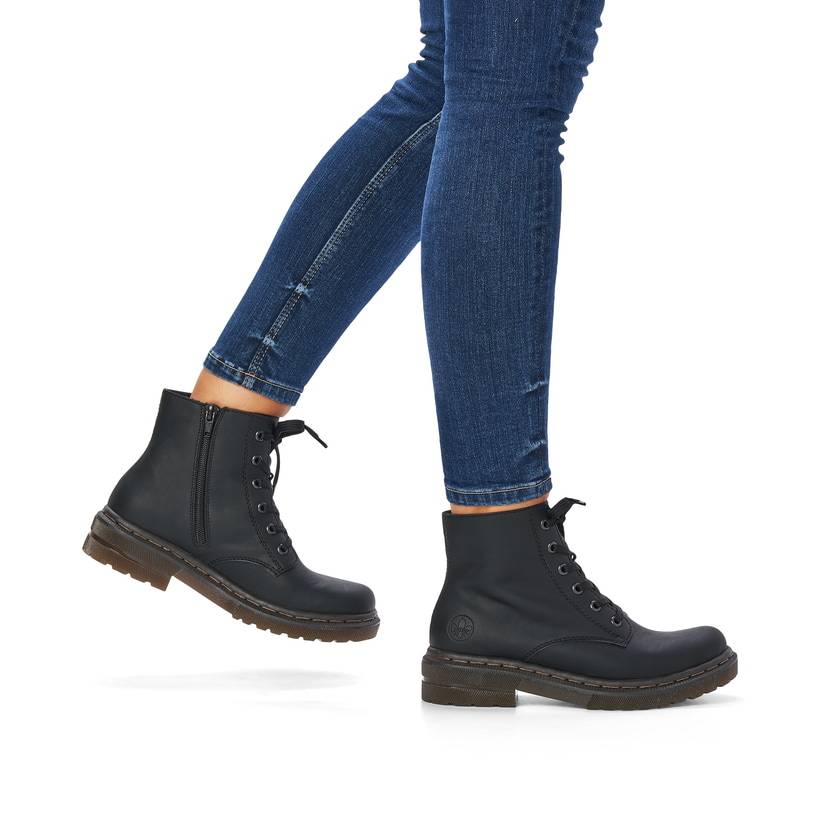 Rieker Artikelnummer 78240-00 Rieker Damen Schnürstiefel carbonschwarz Sonderangebot