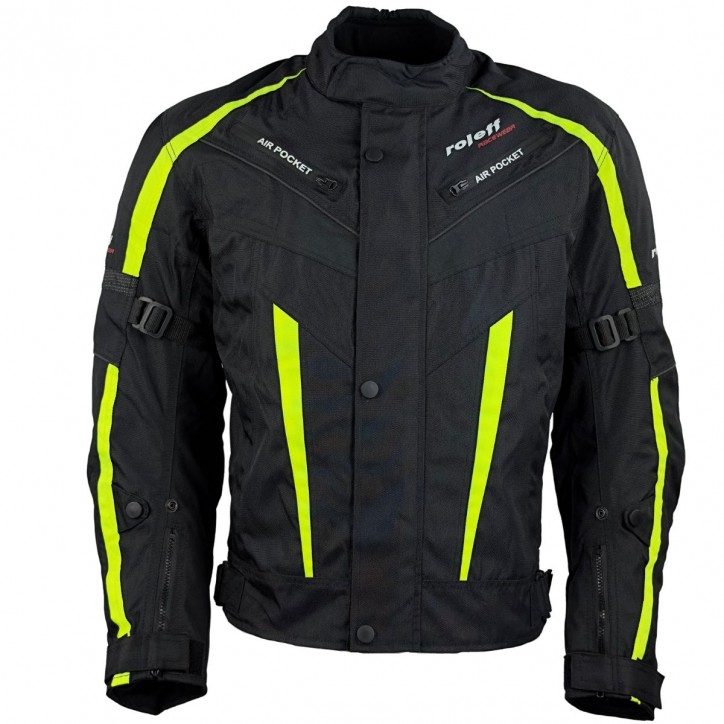 Roleff RO548 - kurze Motorradjacke in Neongelb mit Klimamembrane & Belüftung Große Rabatte