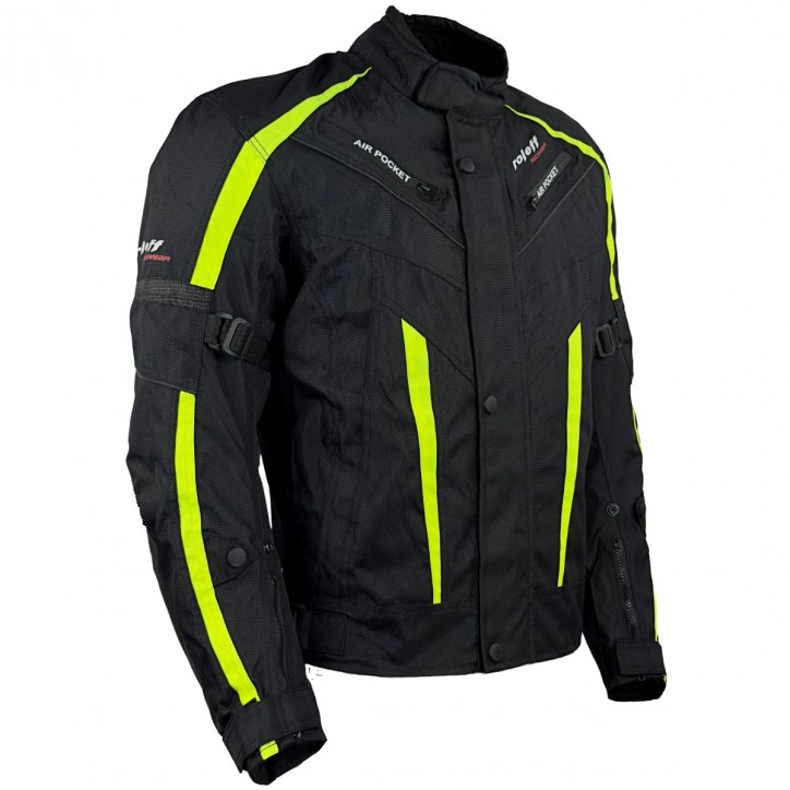 Roleff RO548 - kurze Motorradjacke in Neongelb mit Klimamembrane & Belüftung Große Rabatte